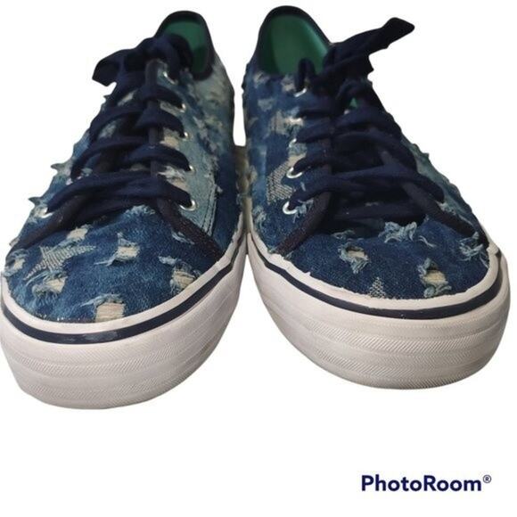 Keds Women's Double Up Distressed Denim Fashion Sneaker Size 10 - Picture 2 of 7